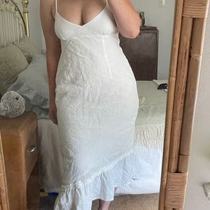 Y2k Banana Republic-asymmetric hem linen dress